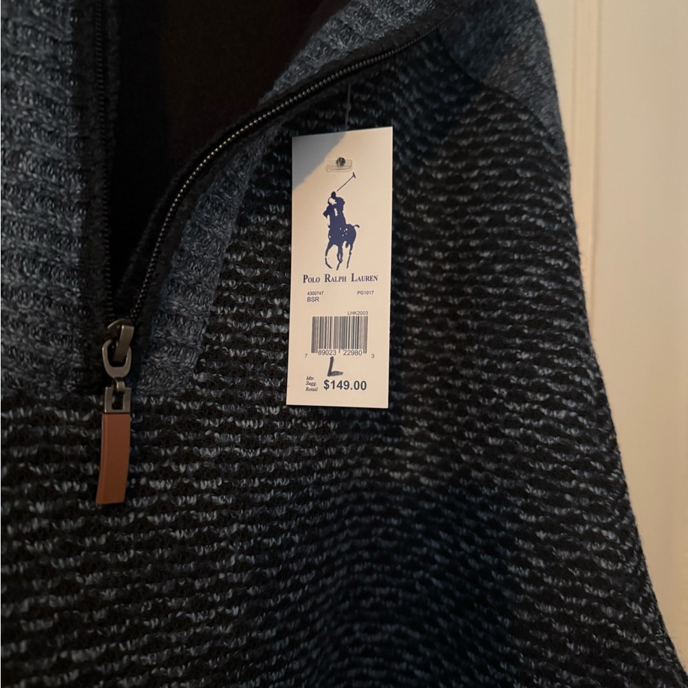 Polo by Ralph Lauren Men's Charcoal Heather Zip-Up Sweater - Picture 2 of 4